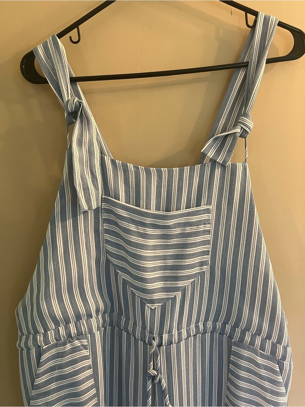 Lucy Love Blue and White Striped Tie-Shoulder Overalls